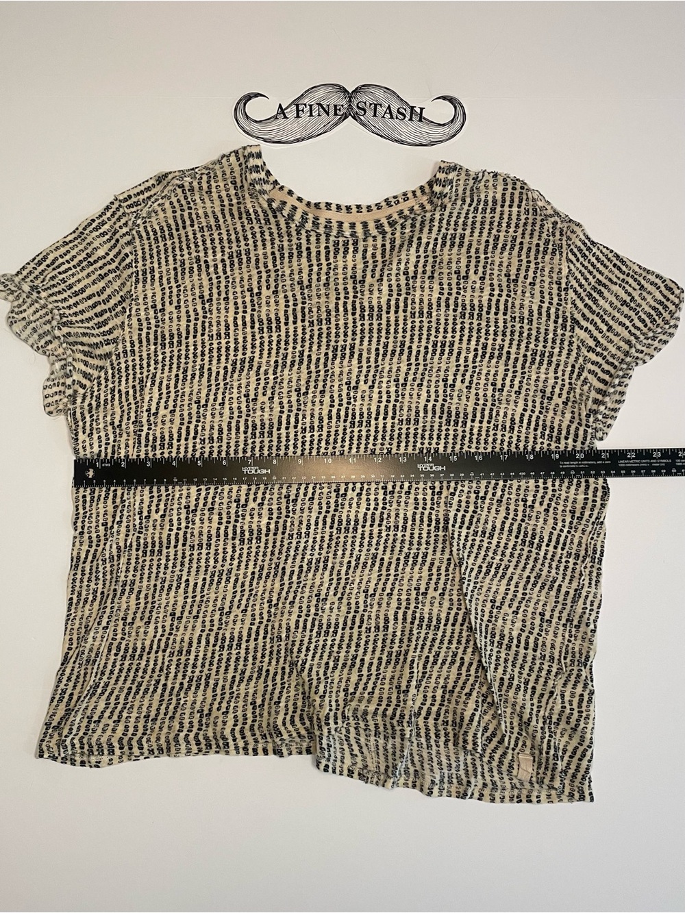 We The Free Bali Backpacker Tee Black Tan Abstract Print Linen XS
